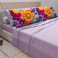 Draps en coton, Parure de lit avec taies d'oreiller en impression numérique florale 05-12