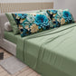 Draps en Coton, Parure de Lit avec Taies d'Oreiller à Imprimé Floral Numérique 05-15
