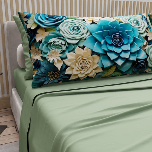 Lenzuola in Cotone, Completo Letto con Federe in Stampa Digitale Floreale 05-15