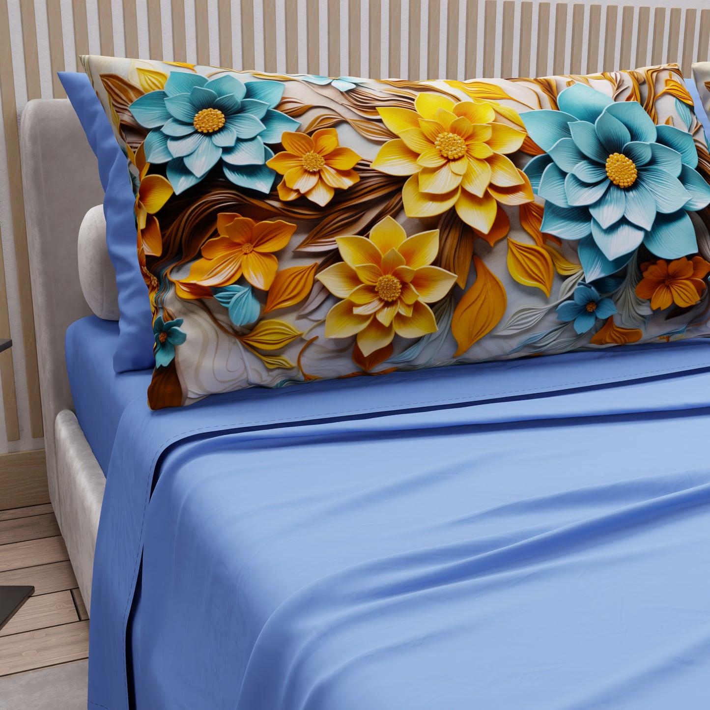 Lenzuola in Cotone, Completo Letto con Federe in Stampa Digitale Floreale 05-16