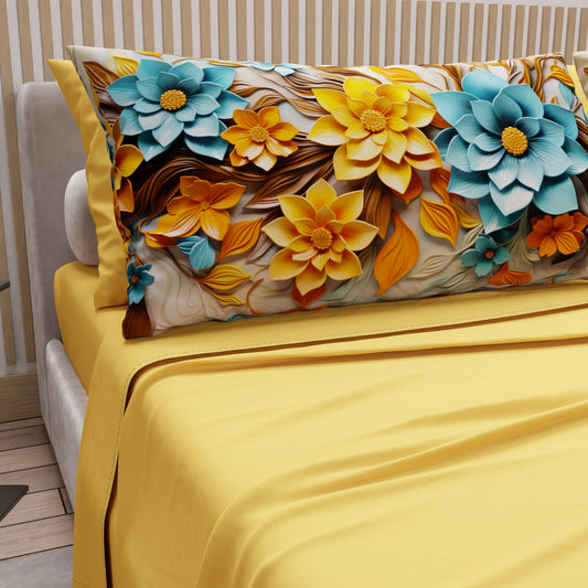 Lenzuola in Cotone, Completo Letto con Federe in Stampa Digitale Floreale 05-16