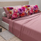 Draps en Coton, Parure de Lit avec Taies d'Oreiller à Imprimé Floral Numérique 05-17
