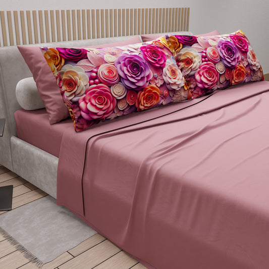 Lenzuola in Cotone, Completo Letto con Federe in Stampa Digitale Floreale 05-17