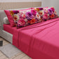 Draps en Coton, Parure de Lit avec Taies d'Oreiller à Imprimé Floral Numérique 05-17