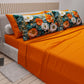 Draps en Coton, Parure de Lit avec Taies d'Oreiller à Imprimé Floral Numérique 05-18