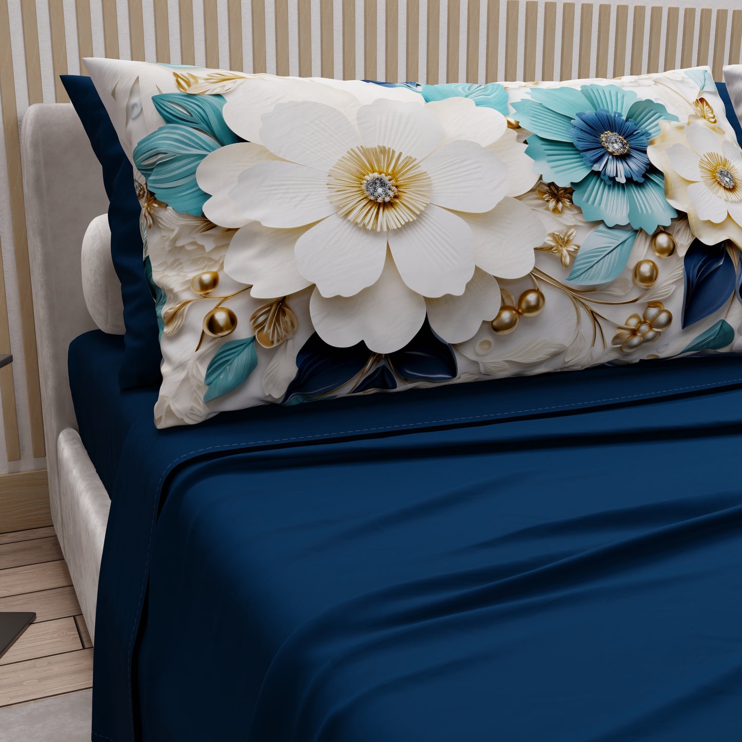 Lenzuola in Cotone, Completo Letto con Federe in Stampa Digitale Floreale 05-19
