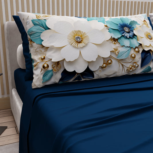 Lenzuola in Cotone, Completo Letto con Federe in Stampa Digitale Floreale 05-19
