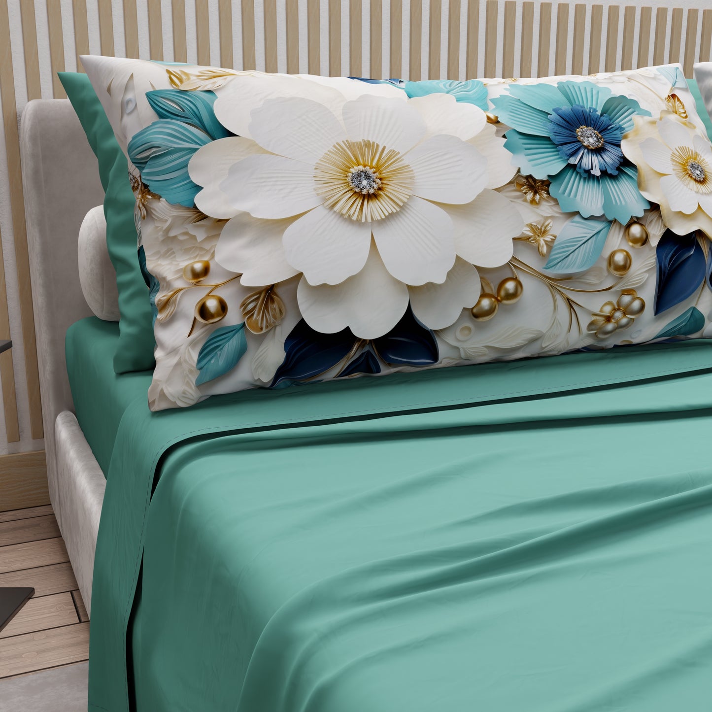 Lenzuola in Cotone, Completo Letto con Federe in Stampa Digitale Floreale 05-19