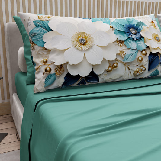 Lenzuola in Cotone, Completo Letto con Federe in Stampa Digitale Floreale 05-19