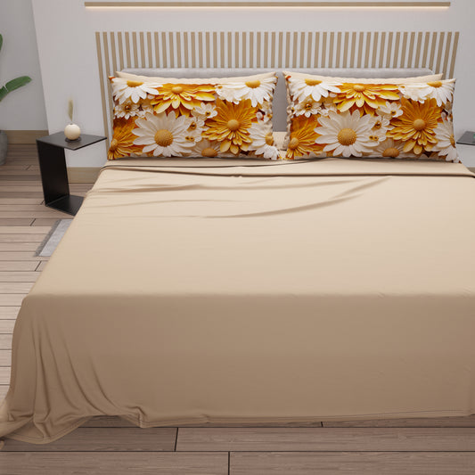 Lenzuola in Cotone, Completo Letto con Federe in Stampa Digitale Floreale 05-2