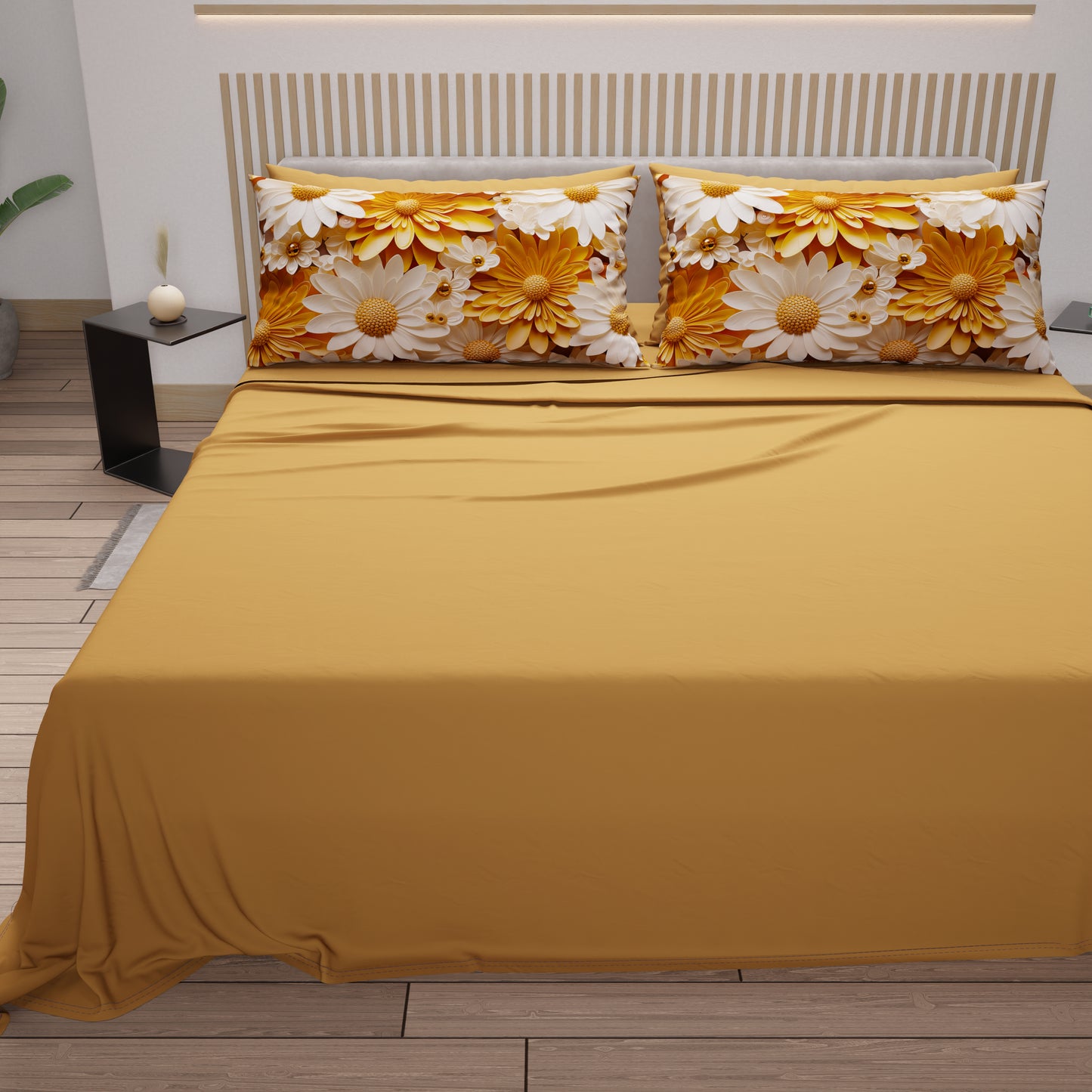 Draps en coton, Parure de lit avec taies d'oreiller en impression numérique florale 05-2