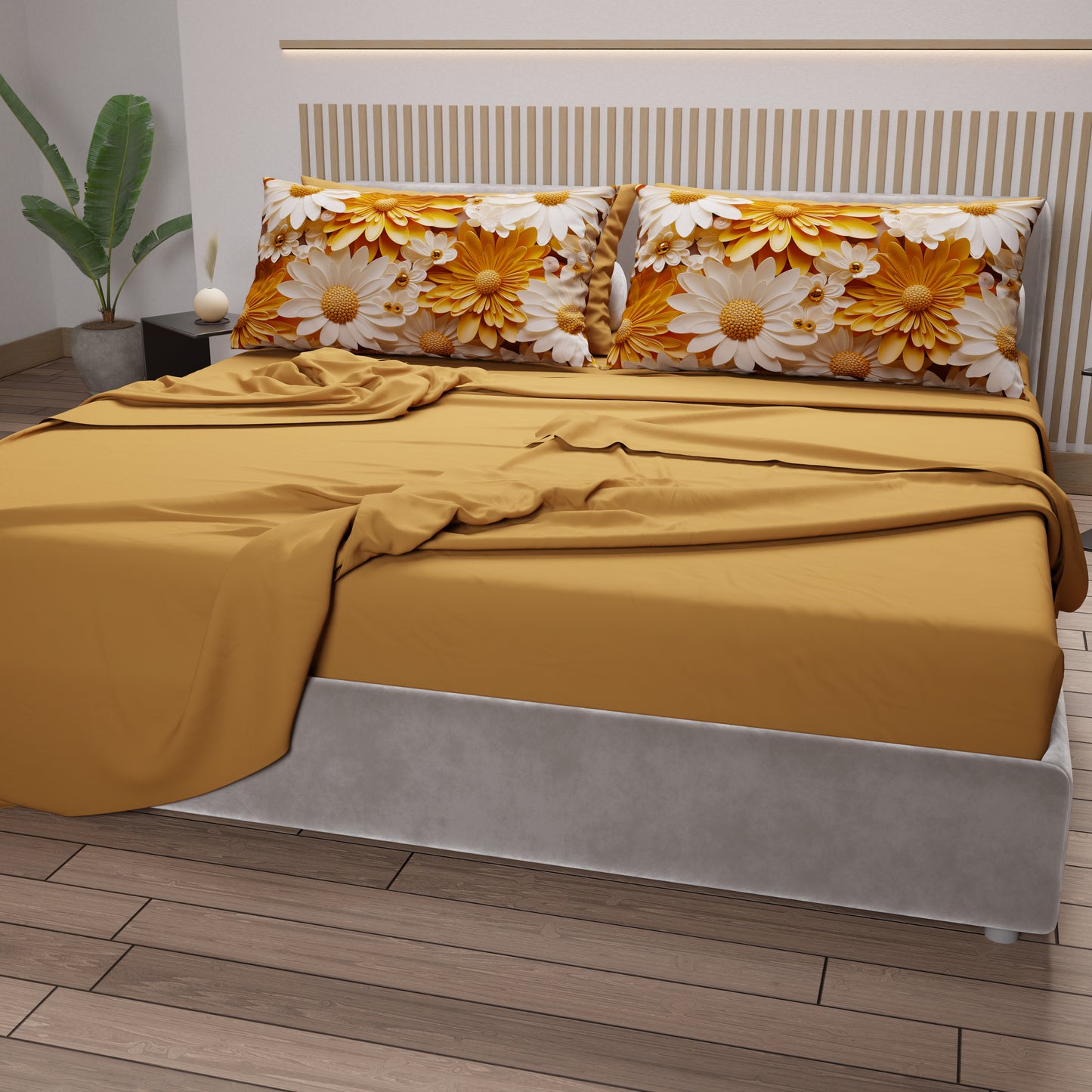 Draps en coton, Parure de lit avec taies d'oreiller en impression numérique florale 05-2