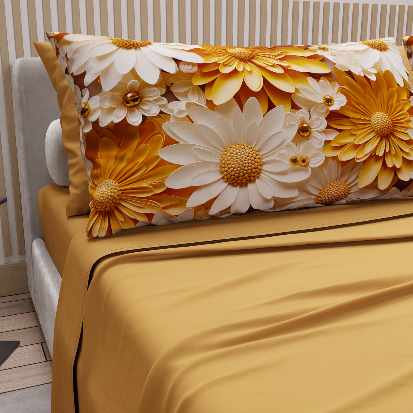 Draps en coton, Parure de lit avec taies d'oreiller en impression numérique florale 05-2