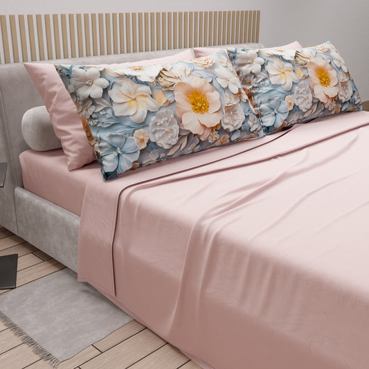 Lenzuola in Cotone, Completo Letto con Federe in Stampa Digitale Floreale 05-20
