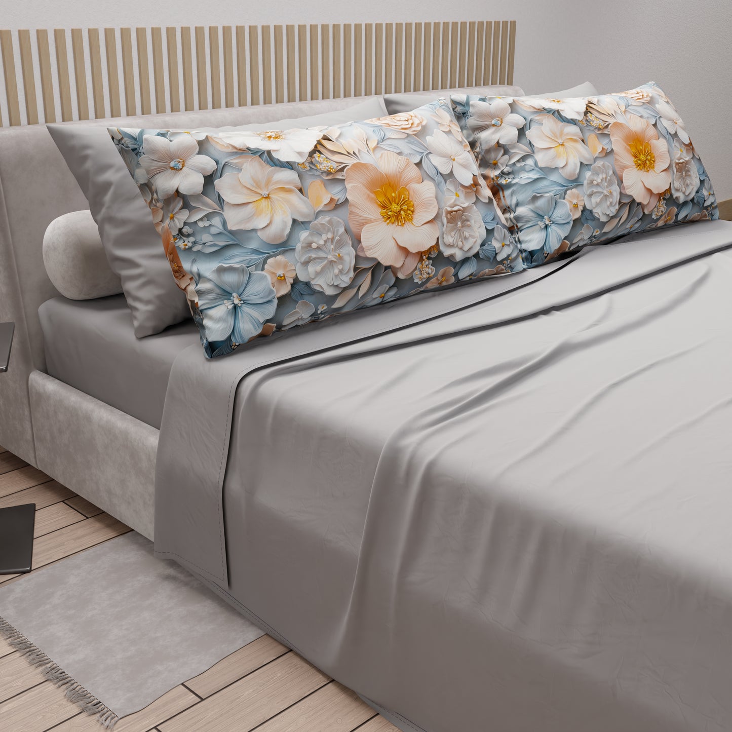 Lenzuola in Cotone, Completo Letto con Federe in Stampa Digitale Floreale 05-20