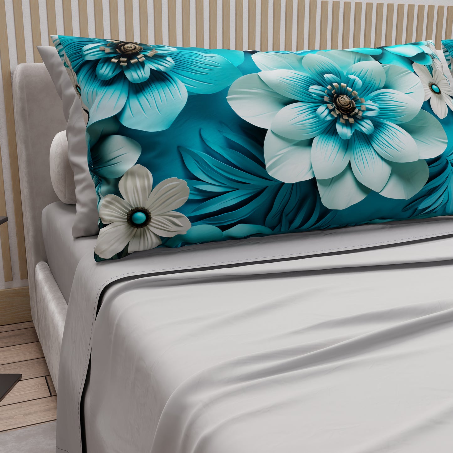 Draps en Coton, Parure de Lit avec Taies d'Oreiller à Imprimé Floral Numérique 05-21