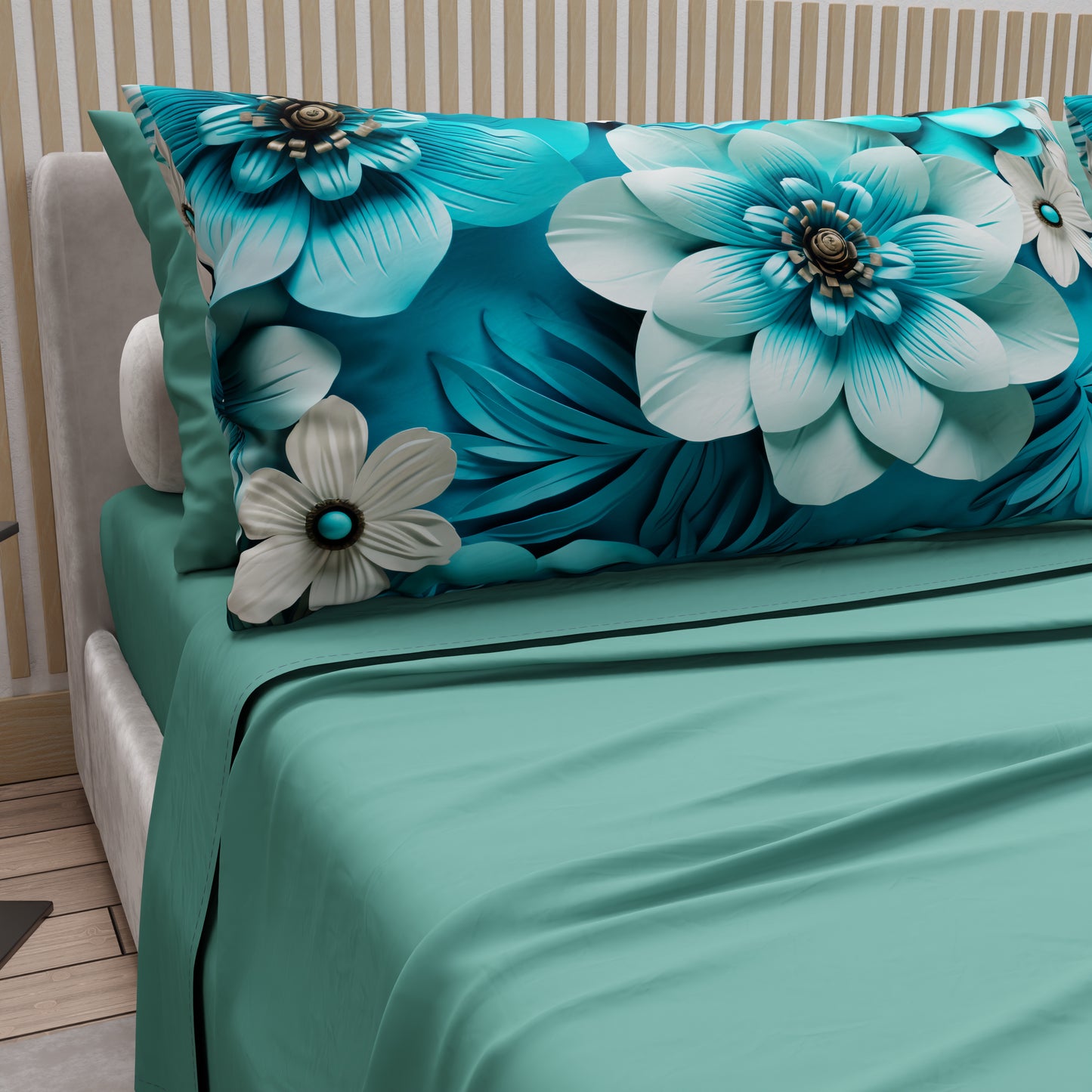 Lenzuola in Cotone, Completo Letto con Federe in Stampa Digitale Floreale 05-21