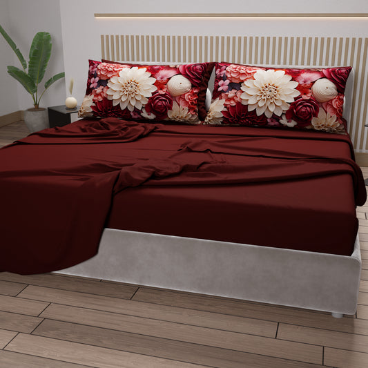 Lenzuola in Cotone, Completo Letto con Federe in Stampa Digitale Floreale 05-24