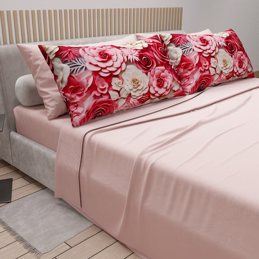 Draps en coton, Parure de lit avec taies d'oreiller en impression numérique florale 05-3