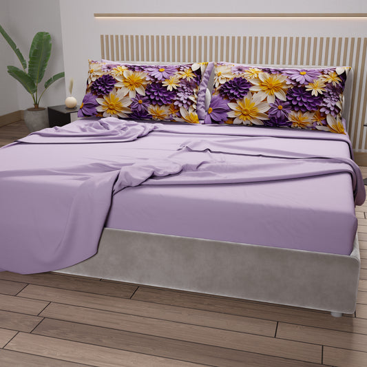 Lenzuola in Cotone, Completo Letto con Federe in Stampa Digitale Floreale 05-4
