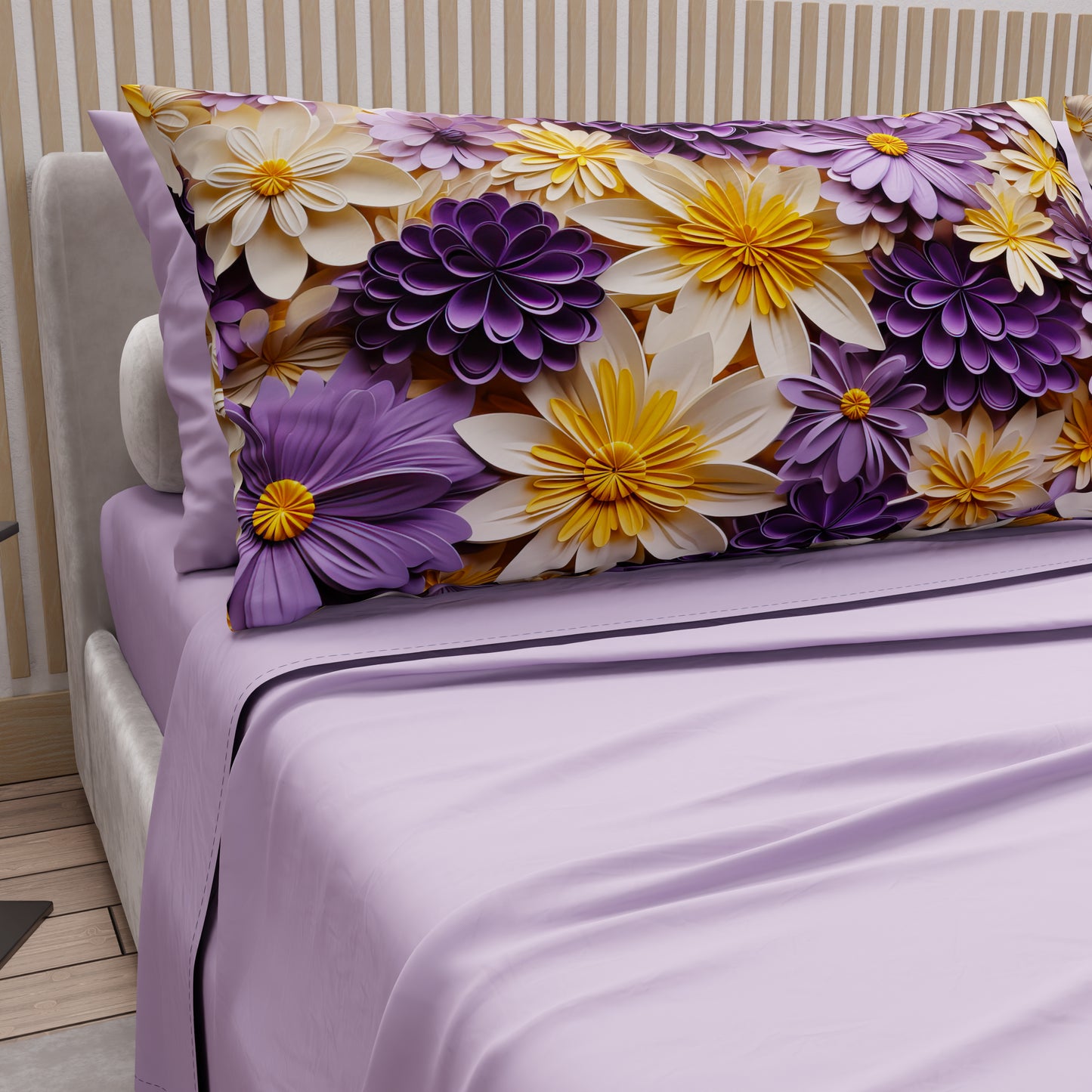 Lenzuola in Cotone, Completo Letto con Federe in Stampa Digitale Floreale 05-4