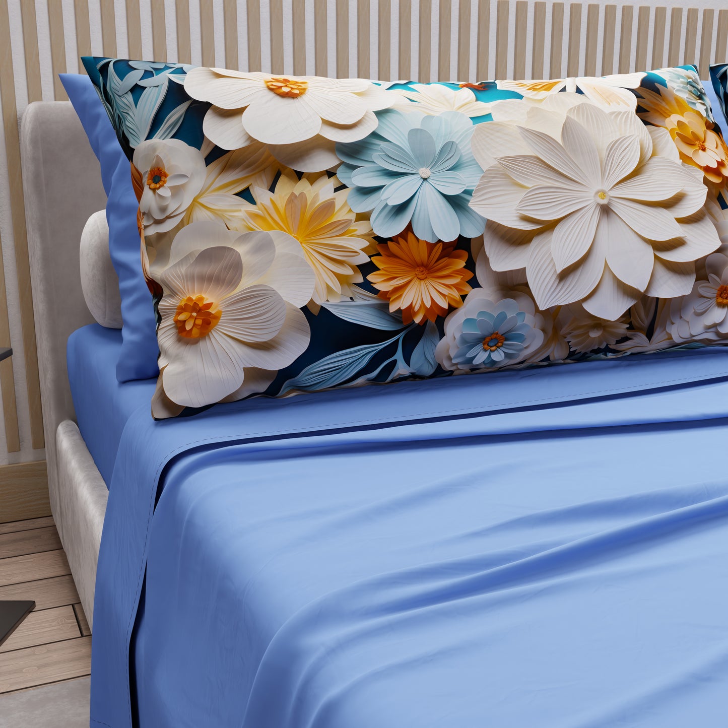 Lenzuola in Cotone, Completo Letto con Federe in Stampa Digitale Floreale 05-5
