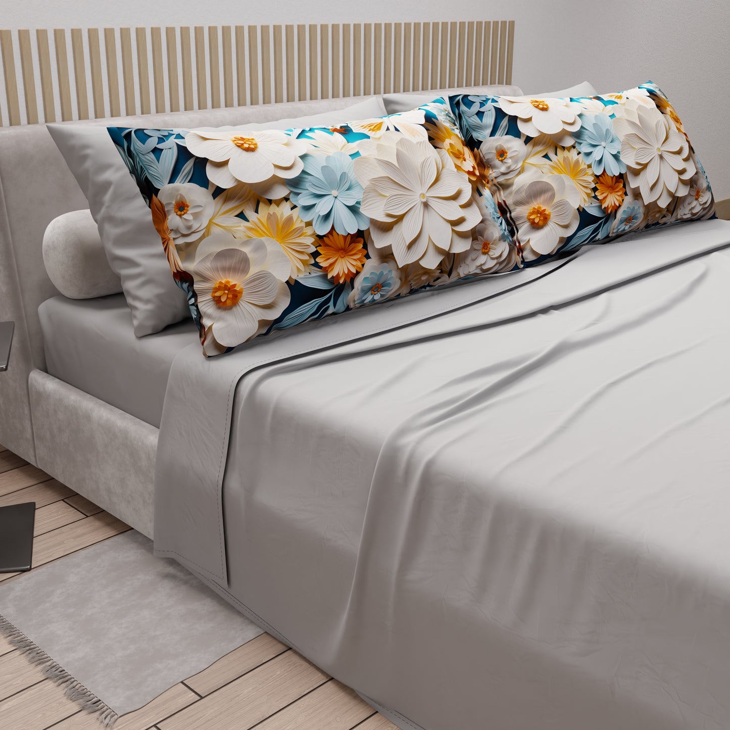 Lenzuola in Cotone, Completo Letto con Federe in Stampa Digitale Floreale 05-5