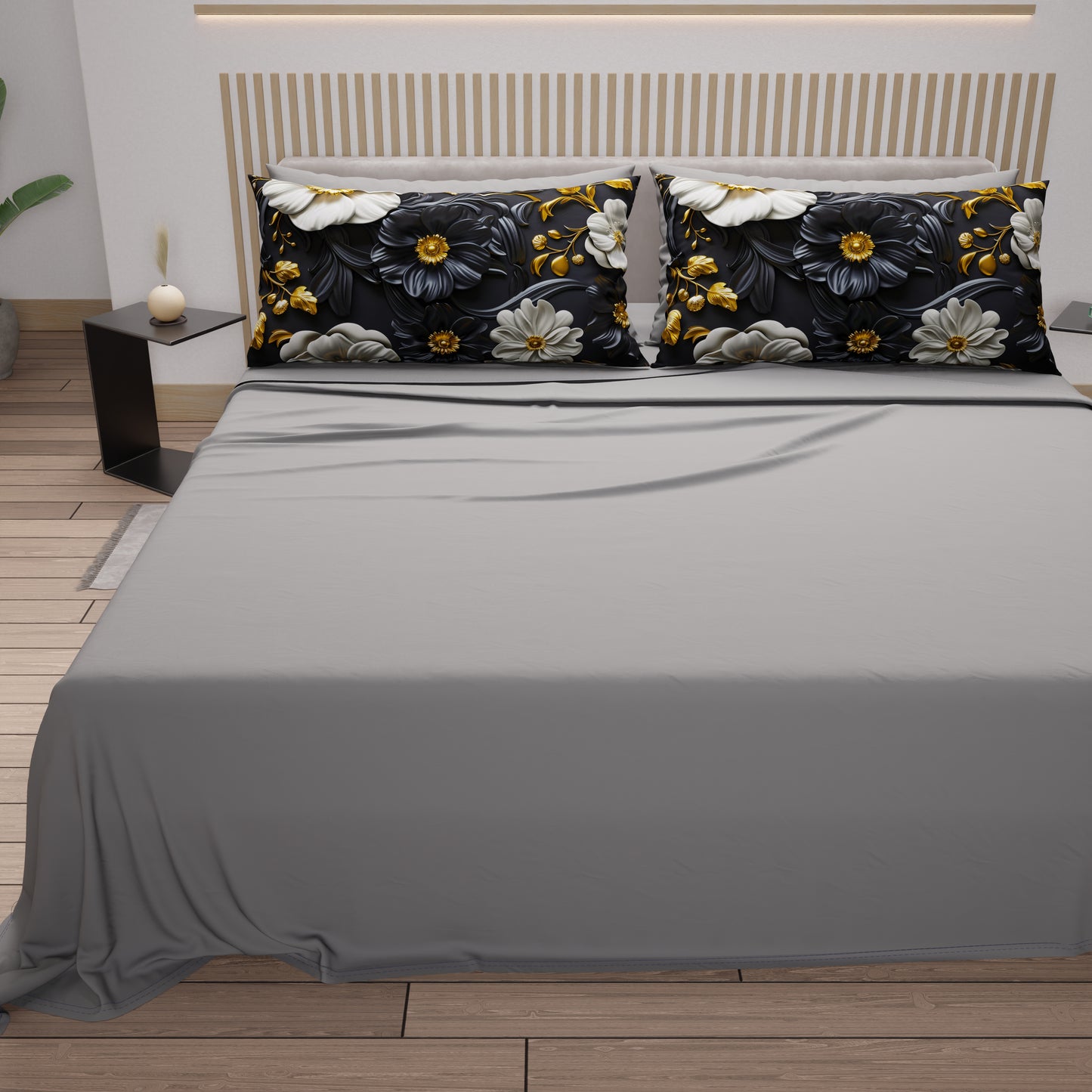 Lenzuola in Cotone, Completo Letto con Federe in Stampa Digitale Floreale 05-6