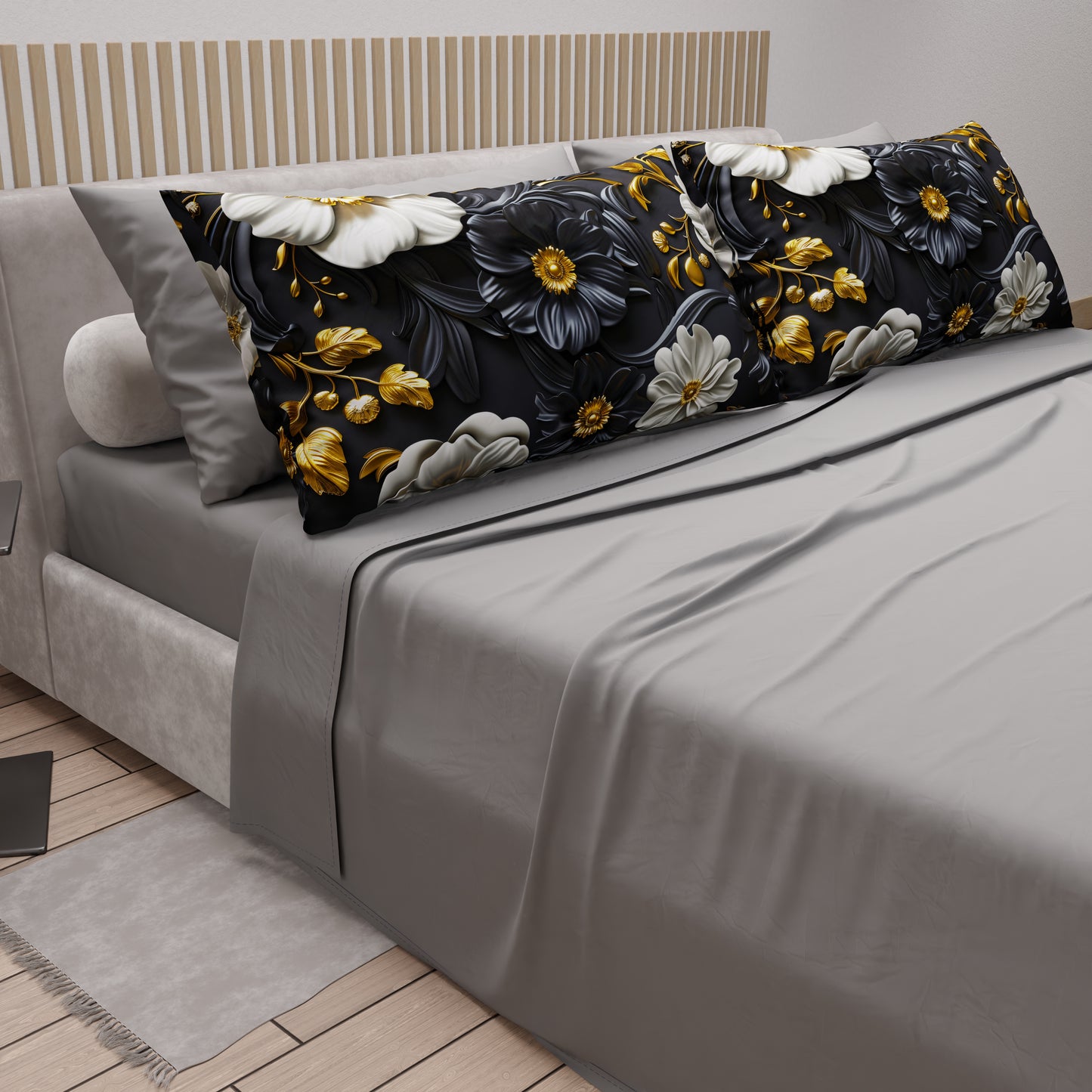 Lenzuola in Cotone, Completo Letto con Federe in Stampa Digitale Floreale 05-6