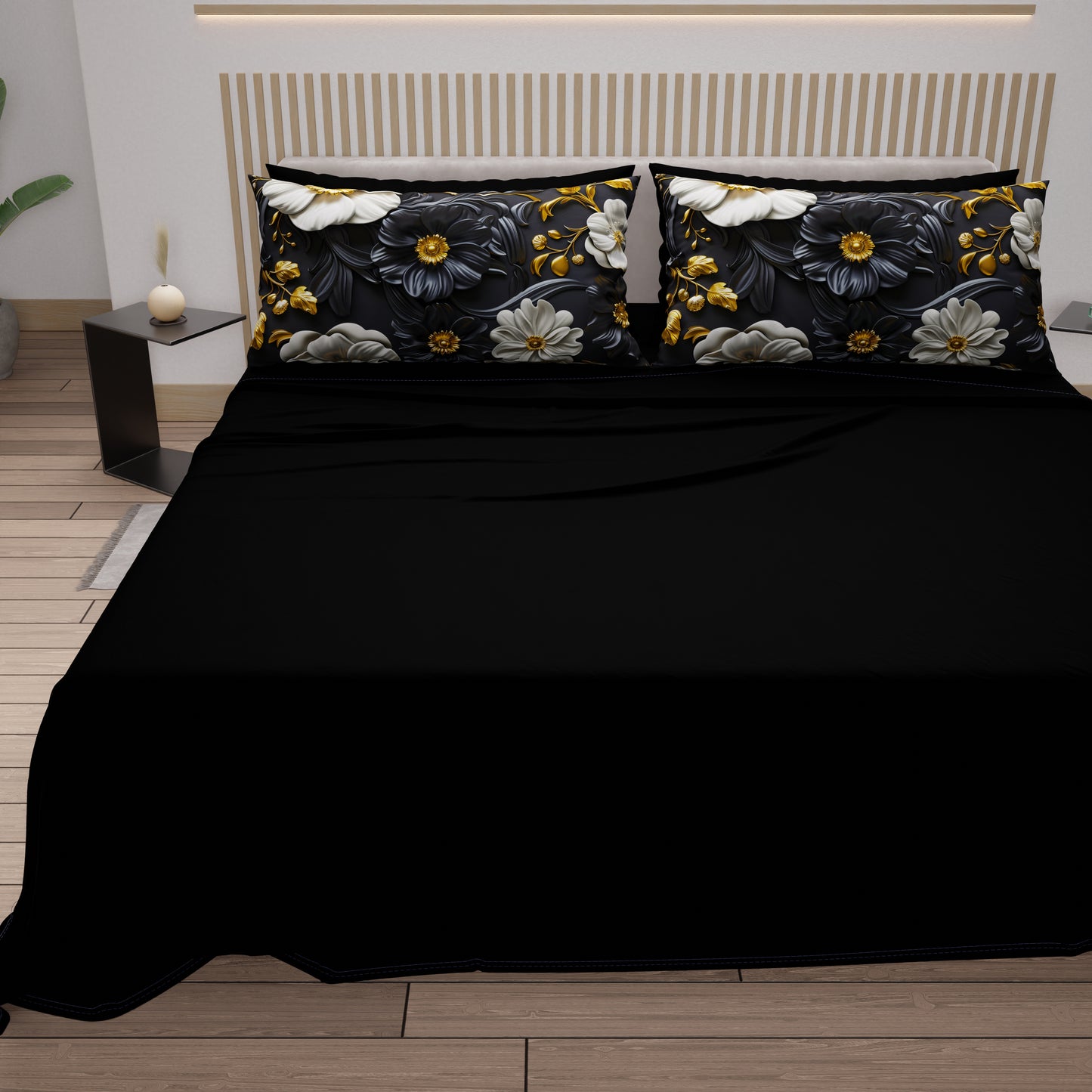 Draps en coton, Parure de lit avec taies d'oreiller en impression numérique florale 05-6