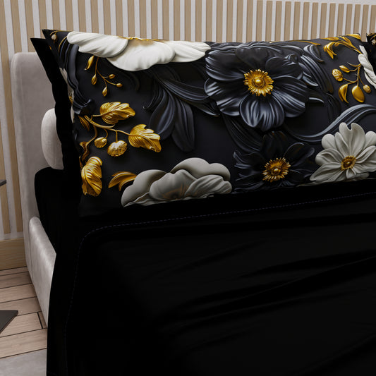 Lenzuola in Cotone, Completo Letto con Federe in Stampa Digitale Floreale 05-6