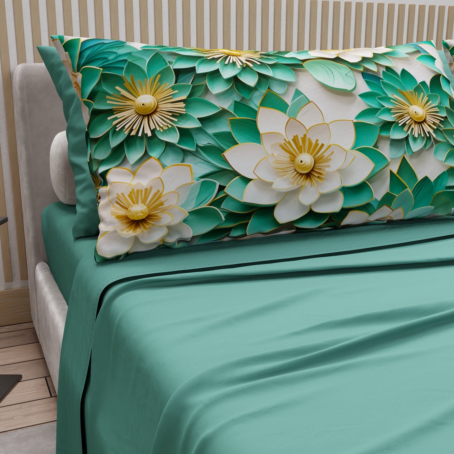 Lenzuola in Cotone, Completo Letto con Federe in Stampa Digitale Floreale 05-7