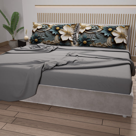 Lenzuola in Cotone, Completo Letto con Federe in Stampa Digitale Floreale 05-8
