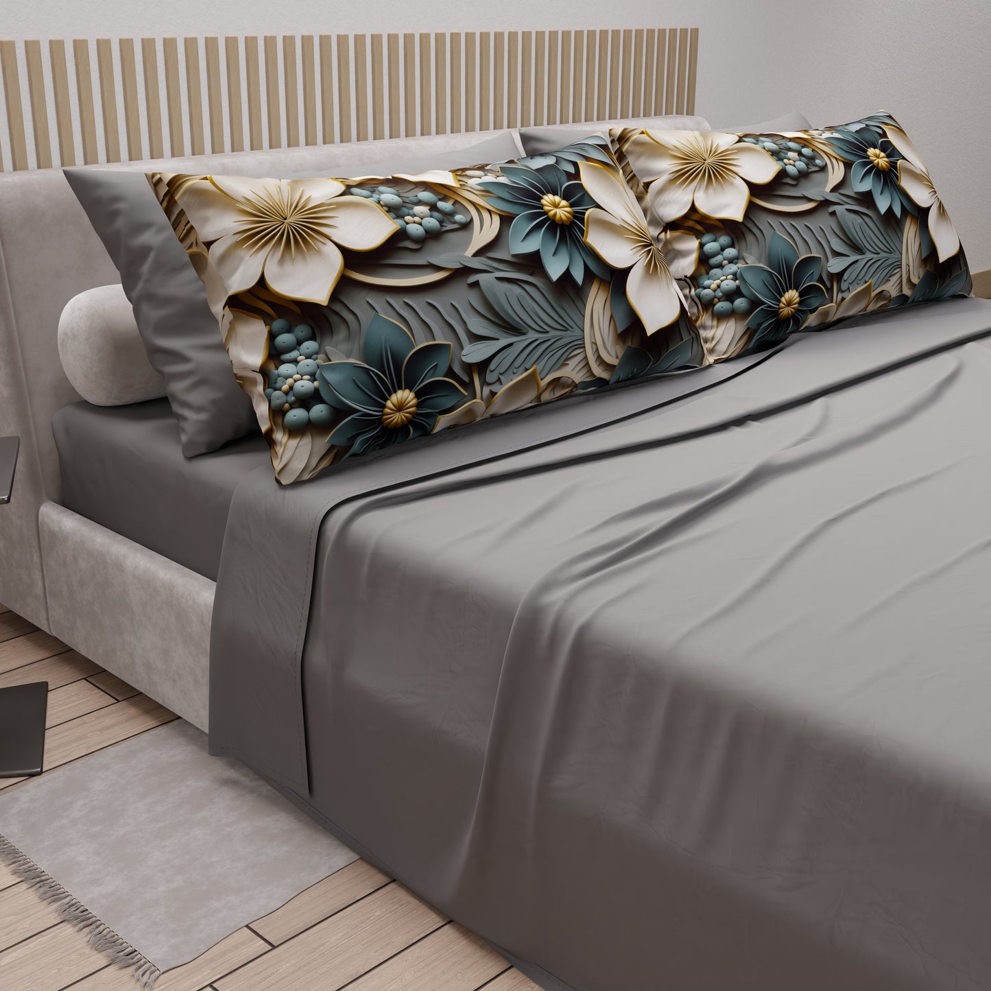 Lenzuola in Cotone, Completo Letto con Federe in Stampa Digitale Floreale 05-8