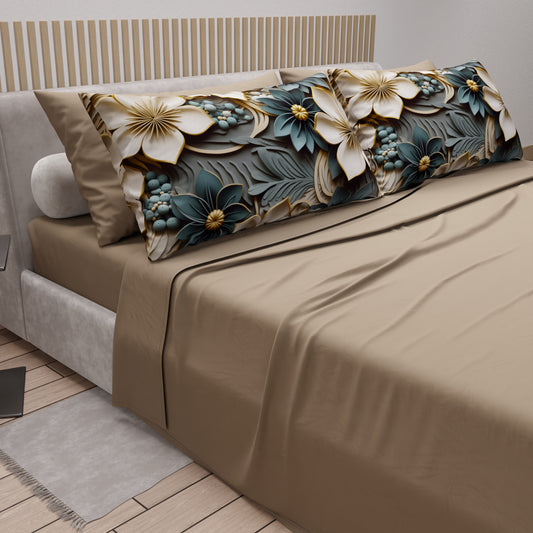 Lenzuola in Cotone, Completo Letto con Federe in Stampa Digitale Floreale 05-8