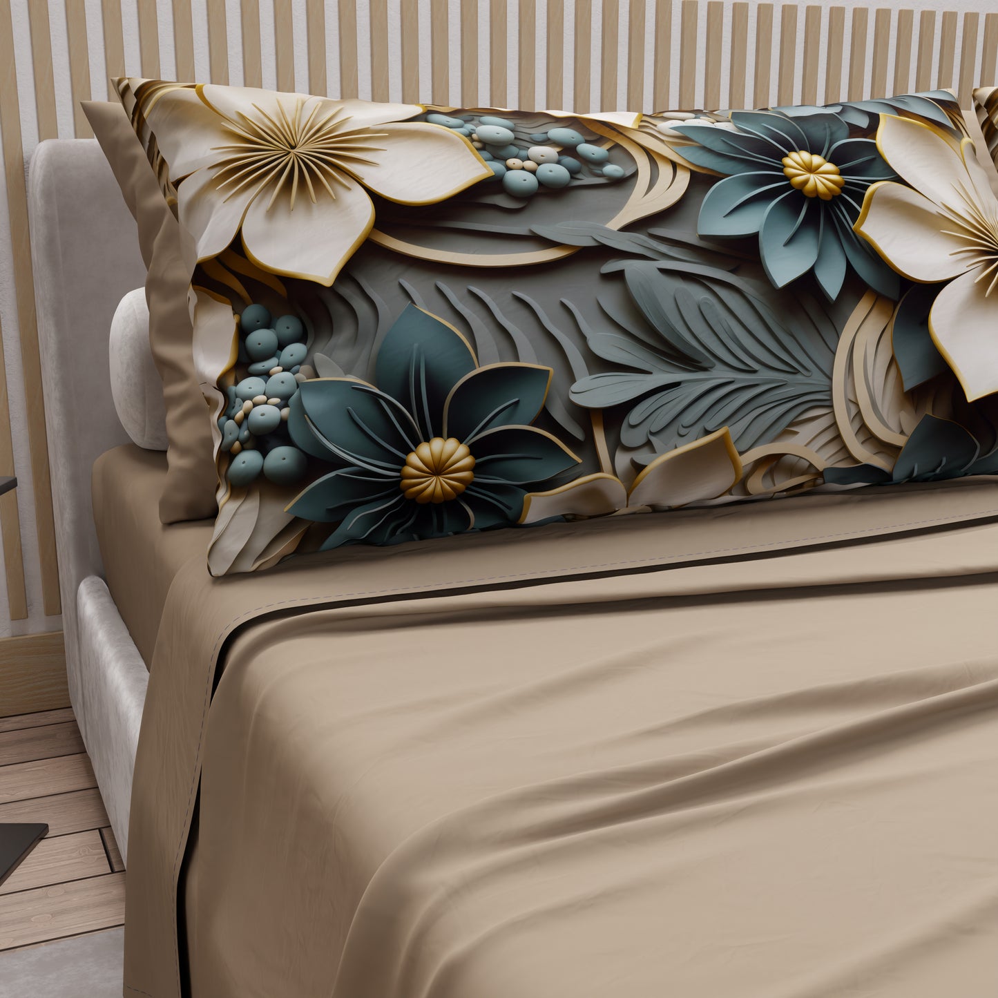 Lenzuola in Cotone, Completo Letto con Federe in Stampa Digitale Floreale 05-8
