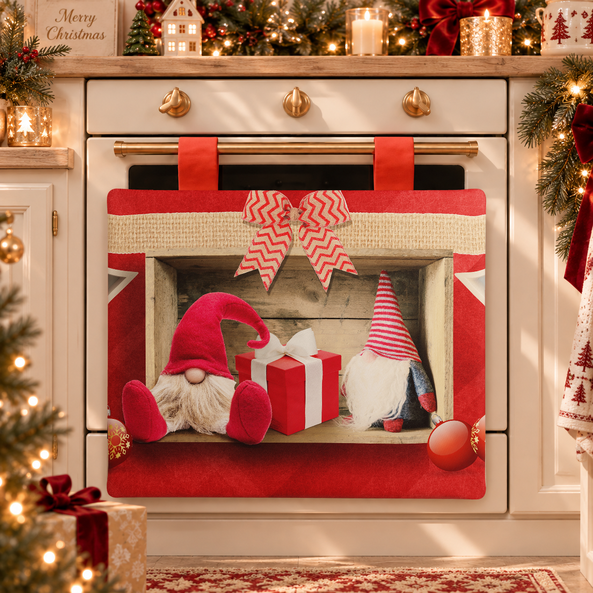 Housse de four de Noël pour cuisine en impression numérique Lutin