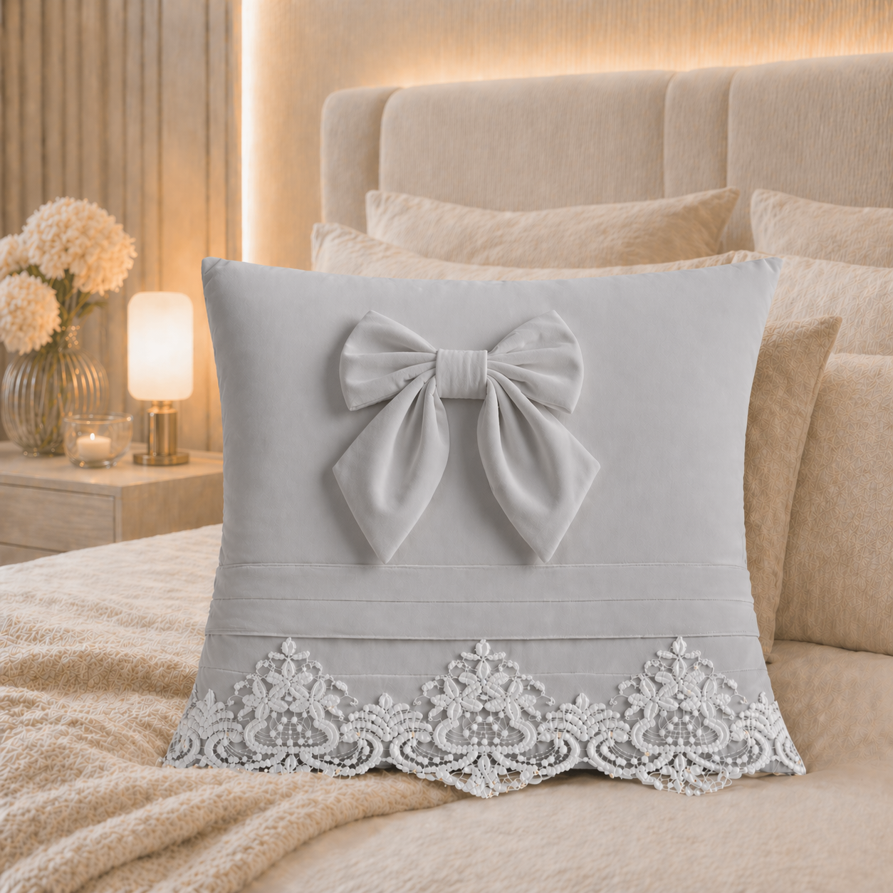Cuscini Arredo in Velluto 1pz, Cuscini divano Bijou Grigio Chiaro