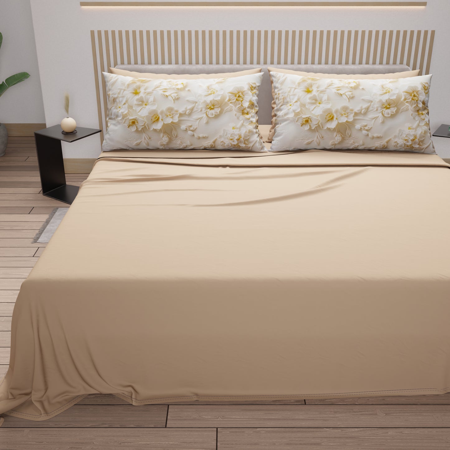 Lenzuola in Cotone, Completo Letto con Federe in Stampa Digitale Floreale 06-10