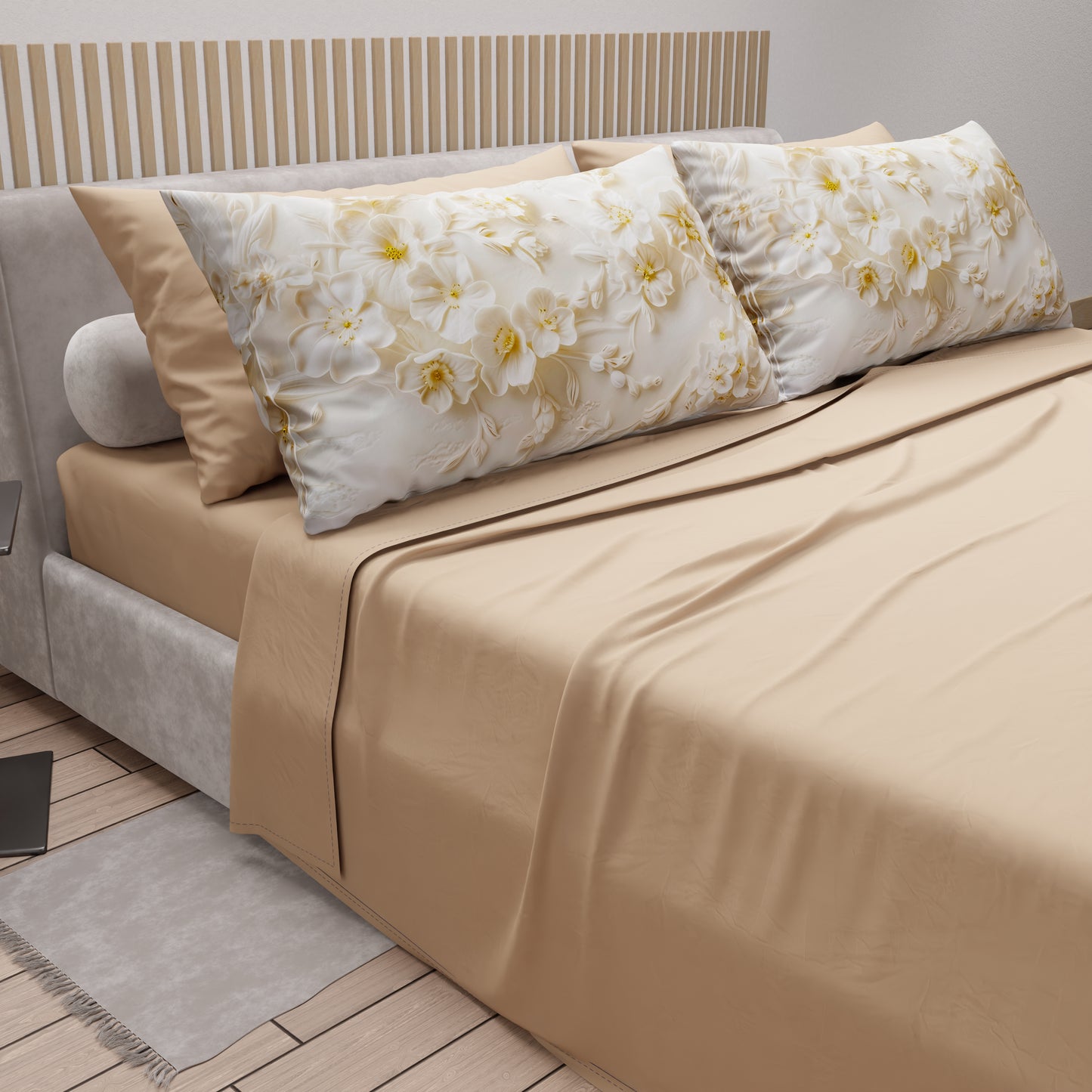 Lenzuola in Cotone, Completo Letto con Federe in Stampa Digitale Floreale 06-10