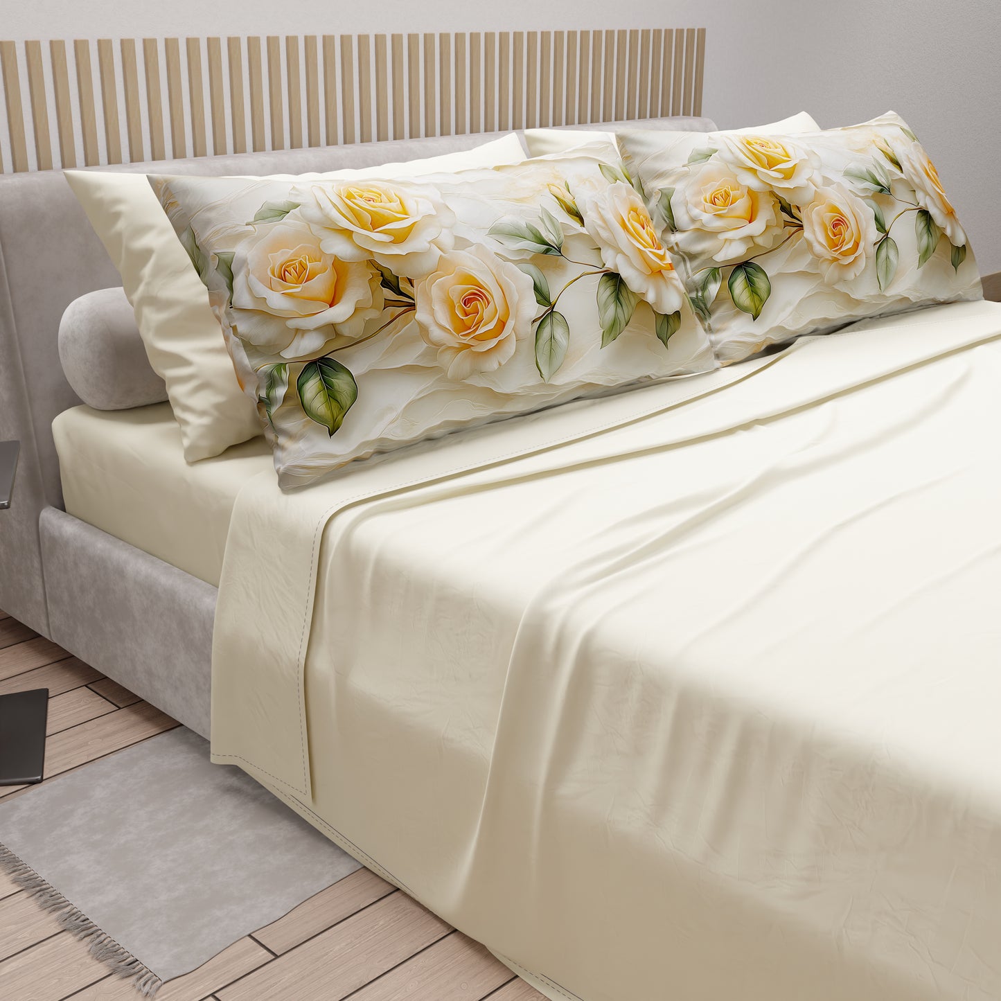Lenzuola in Cotone, Completo Letto con Federe in Stampa Digitale Floreale 06-12