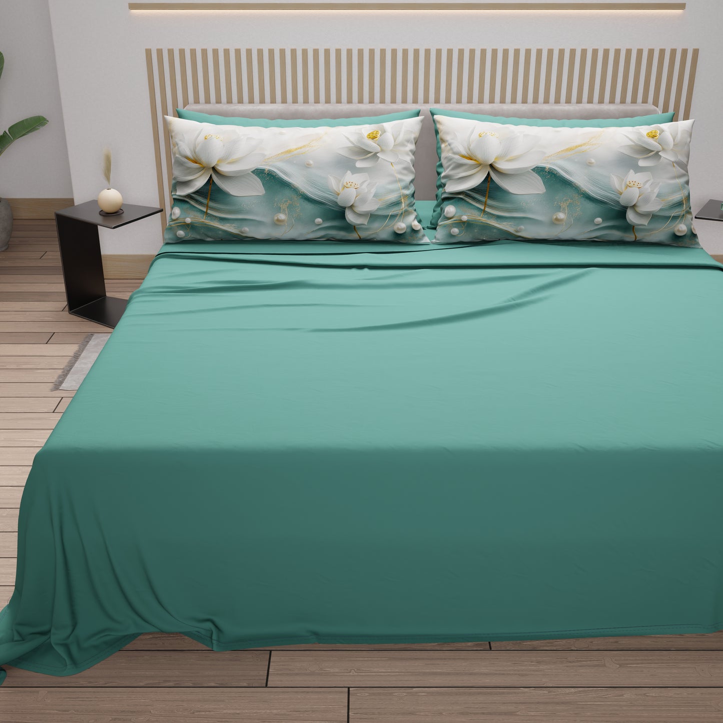 Lenzuola in Cotone, Completo Letto con Federe in Stampa Digitale Floreale 06-14