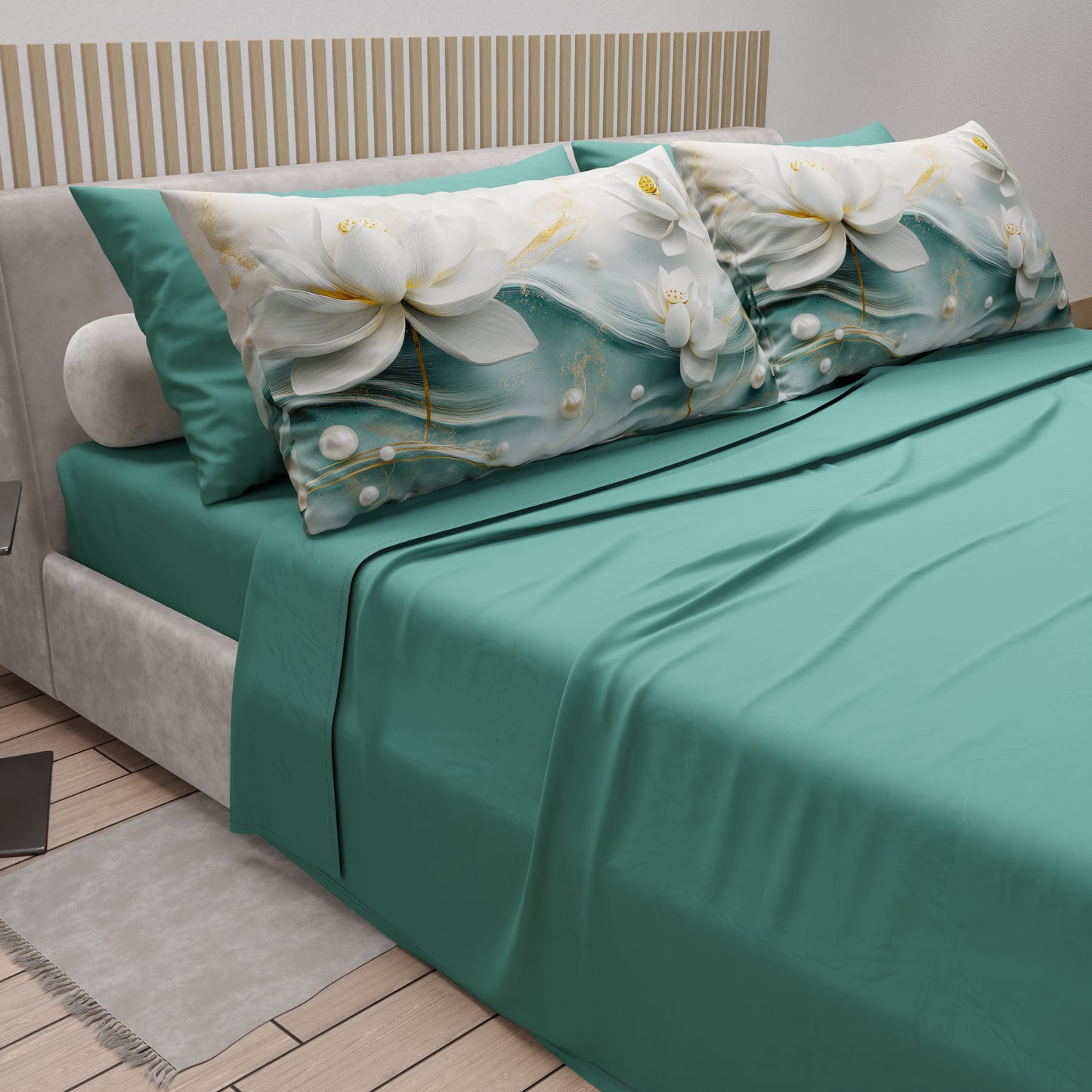 Lenzuola in Cotone, Completo Letto con Federe in Stampa Digitale Floreale 06-14