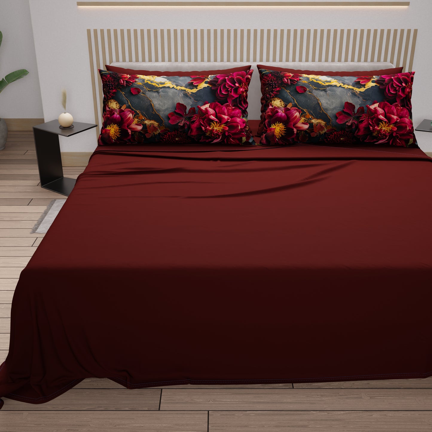 Lenzuola in Cotone, Completo Letto con Federe in Stampa Digitale Floreale 06-16