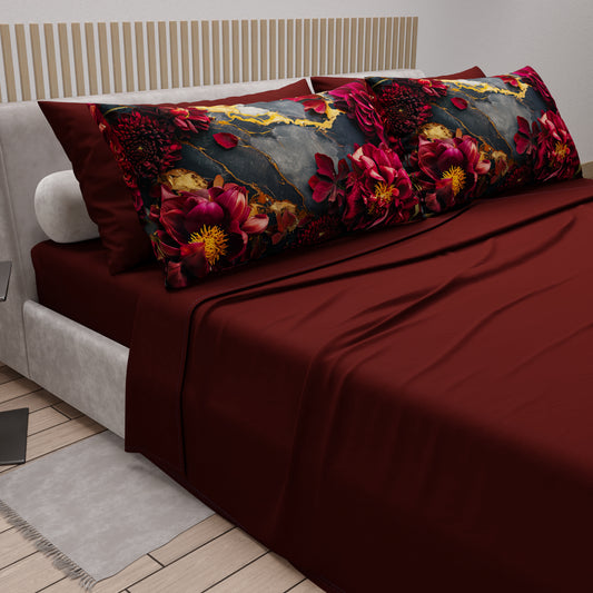 Lenzuola in Cotone, Completo Letto con Federe in Stampa Digitale Floreale 06-16