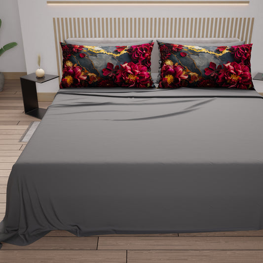 Lenzuola in Cotone, Completo Letto con Federe in Stampa Digitale Floreale 06-16
