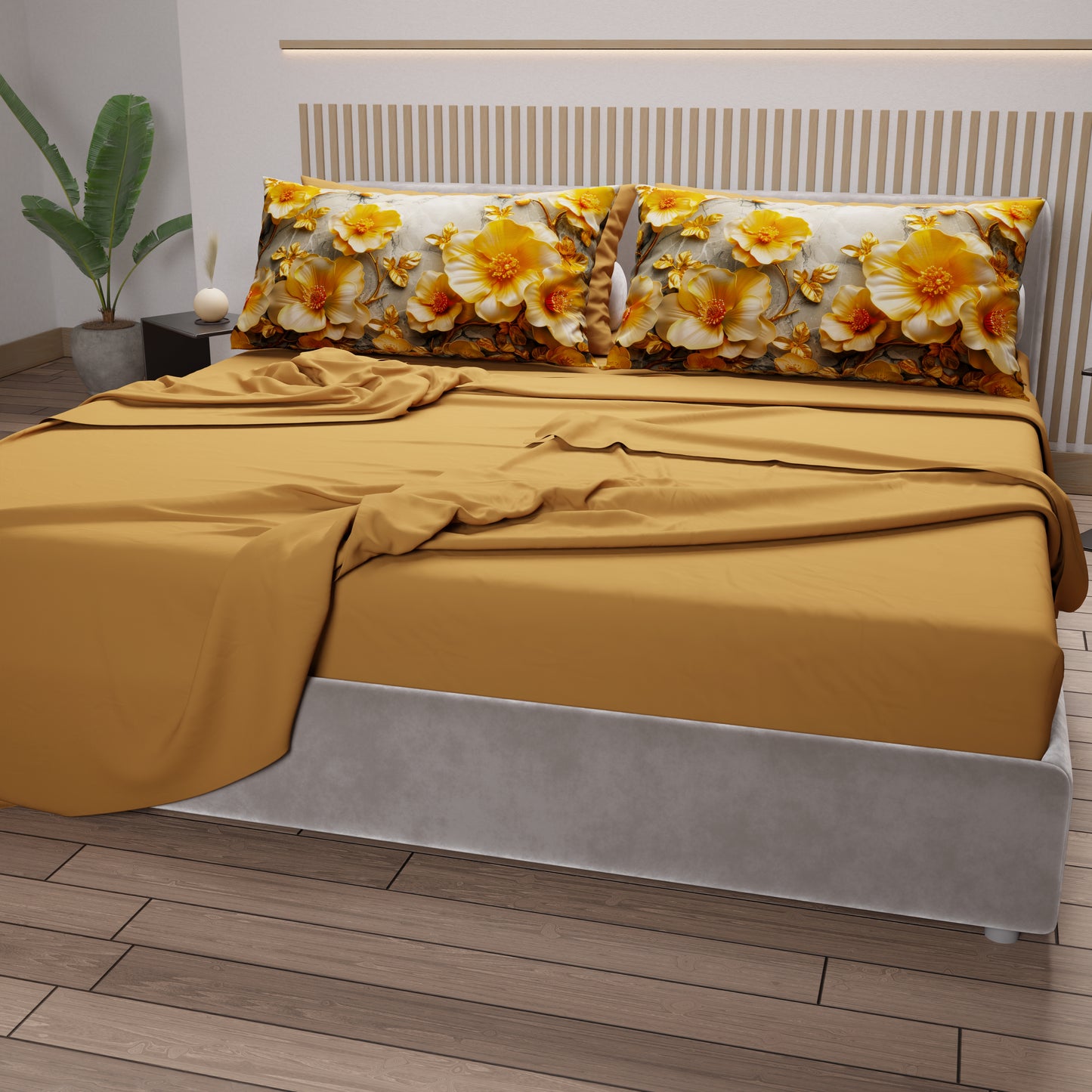 Lenzuola in Cotone, Completo Letto con Federe in Stampa Digitale Floreale 06-17