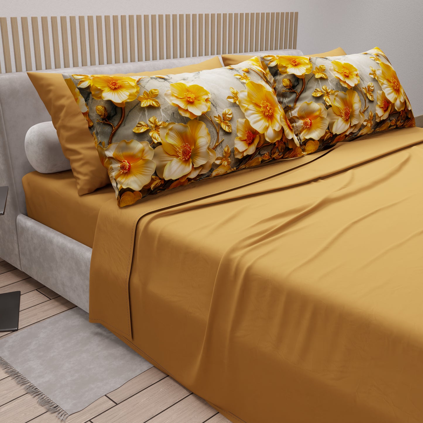 Lenzuola in Cotone, Completo Letto con Federe in Stampa Digitale Floreale 06-17
