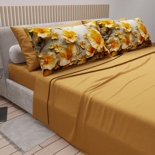Lenzuola in Cotone, Completo Letto con Federe in Stampa Digitale Floreale 06-17