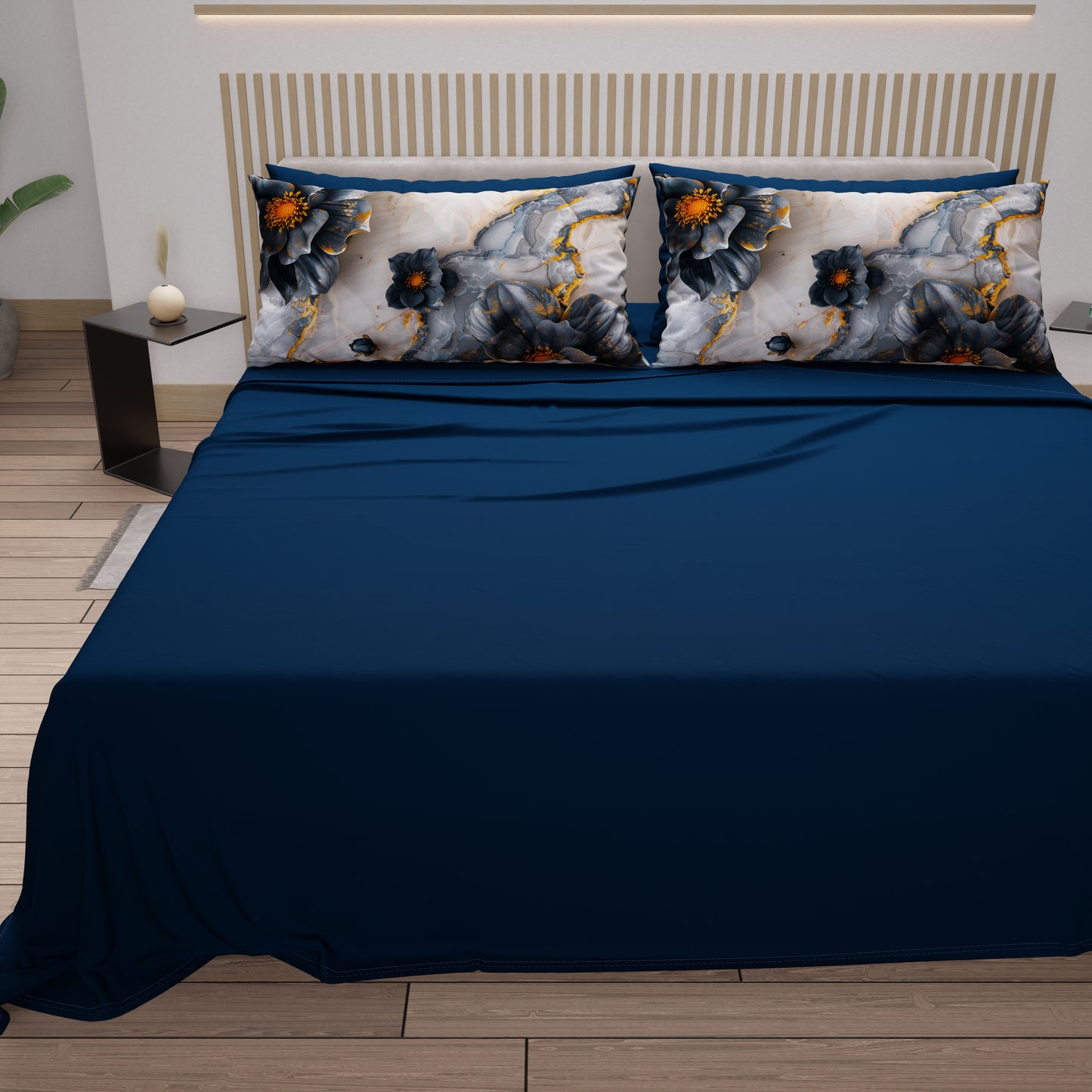 Lenzuola in Cotone, Completo Letto con Federe in Stampa Digitale Floreale 06-18